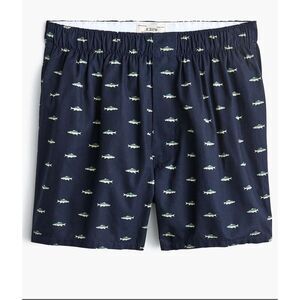 J. Crew Woven Boxer Shorts Navy Fish Print Men’s 100% Cotton, Medium (32-34) New